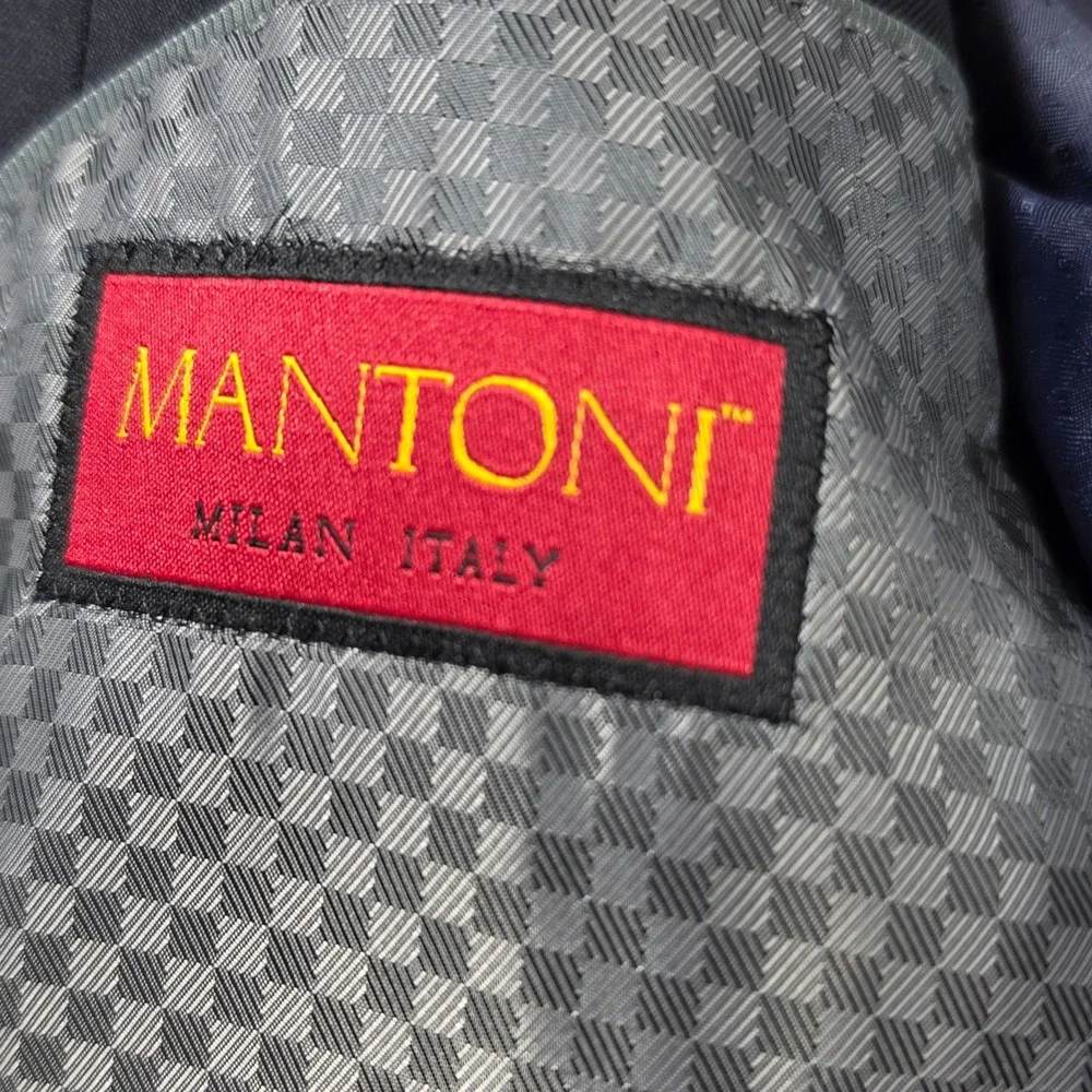 Mantoni Blazer Mens 42R Navy Blue Excellent Super 140s Virgin Wool 2 Button